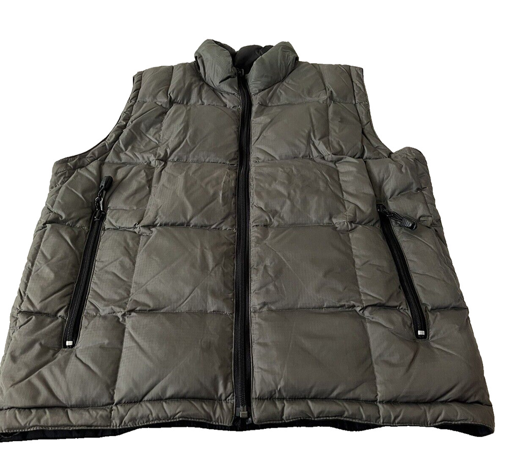 Gap Mens Reversible Quilted Goose Down Full Zip Puffer Vest Sz XS Green/Black